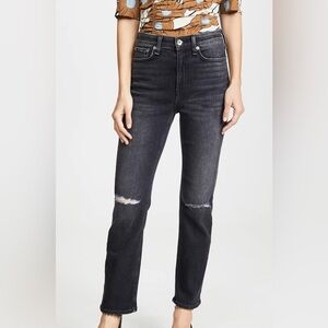 Rag & Bone Nina High Rise Ankle Cigarette Ripped Jeans in Black/Grey